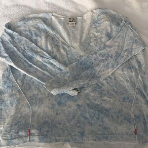 Blue Tie-Dye V-Neck Sweater